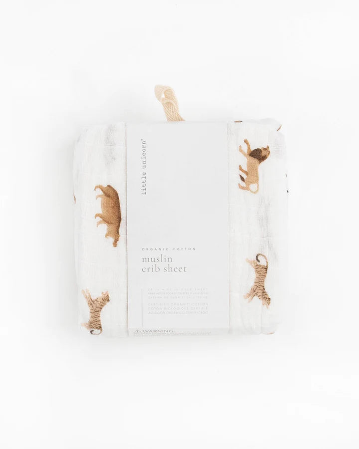 Little Unicorn Organic Cotton Muslin Fitted Crib Sheet - Animal Crackers