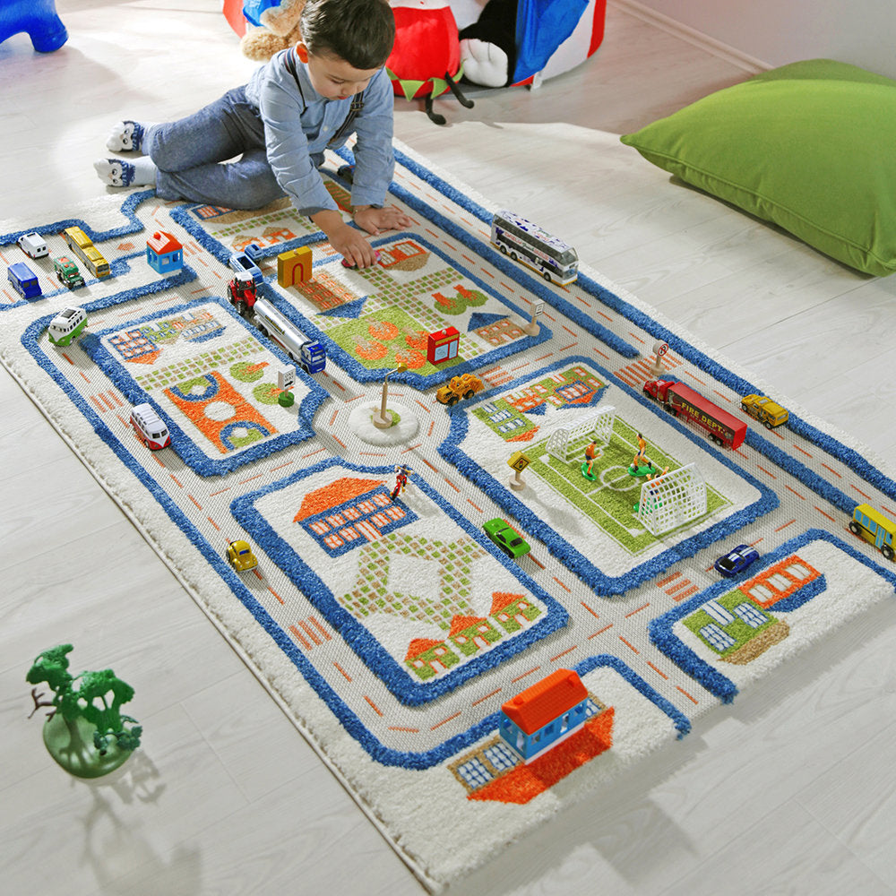 IVI 3D Play Carpets 100x150cm - Traffic Blue Road MA10153