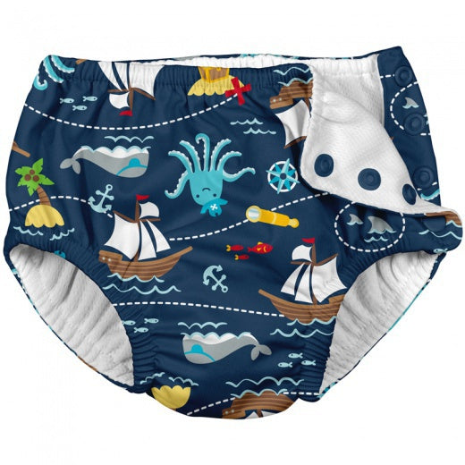 I Play by Green Sprouts Snap Reusable Absorbent Swimsuit Diaper - Navy Private Ship