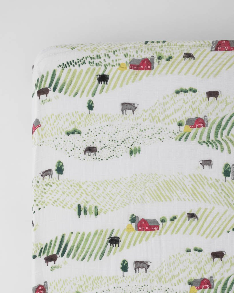 Little Unicorn Cotton Muslin Crib Sheet Rolling Hills UN0033