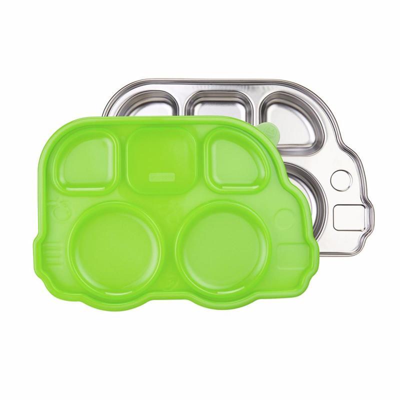 Innobaby Din Din Smart Divided Stainless Platter with Lid - Green - CanaBee Baby