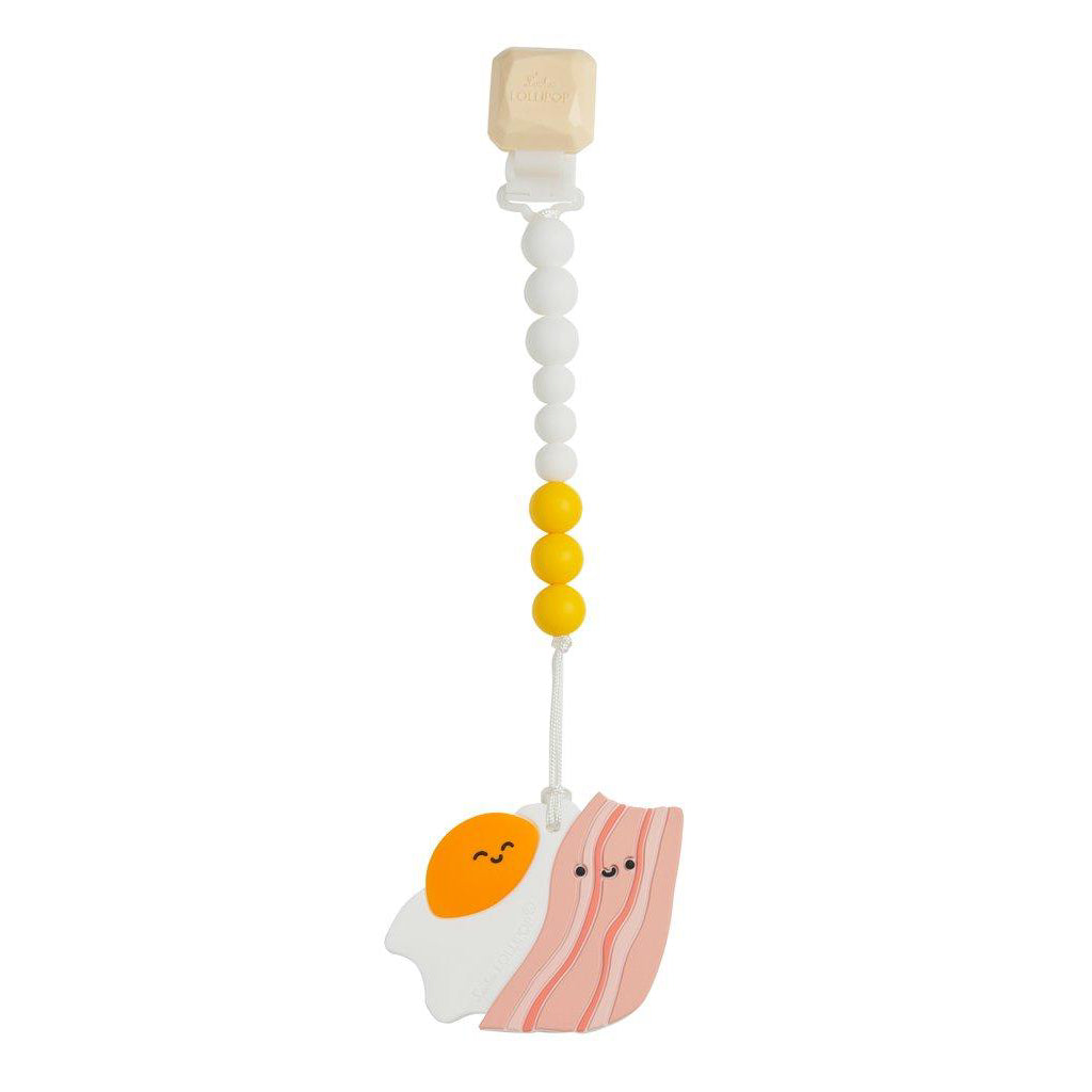 Loulou Lollipop Silicone Teether Holder Set - Bacon and Egg