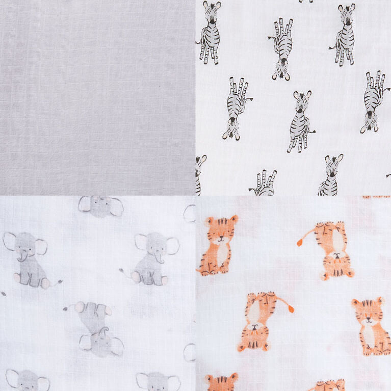 Aden + Anais Safari Babies 4-pack Muslin Swaddles