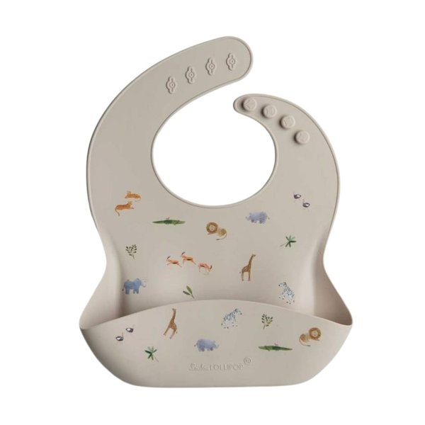 Loulou Lollipop Silicone Bib - Safari