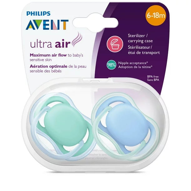 Avent Ultra Air Pacifier 2pk - Blue/Green 6-18M