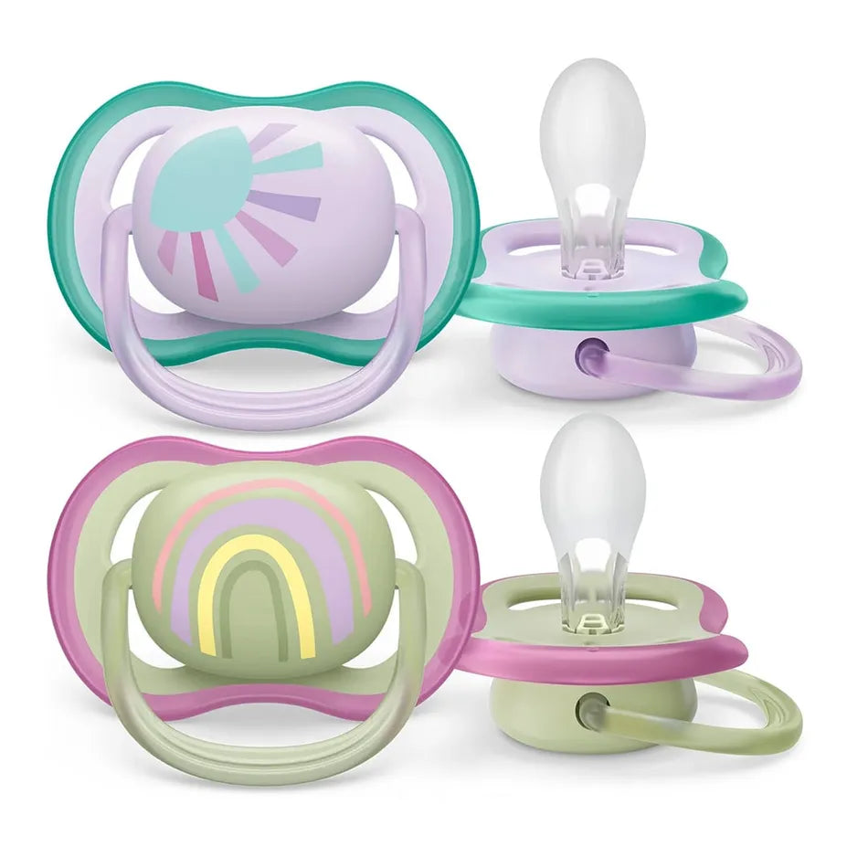 Avent Ultra Air Pacifier 2PK 0-6M - Sun Green Rainbow