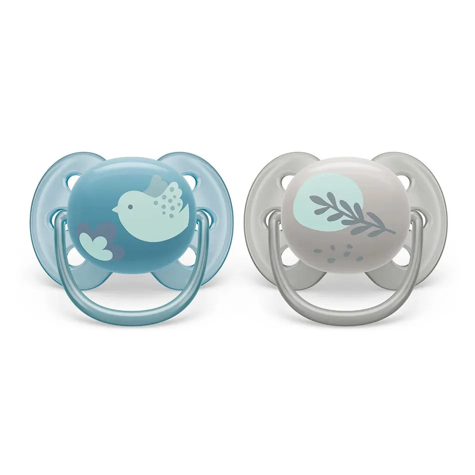 Avent Ultra Soft Pacifier 2PK 6-18M - Dove+Leaves