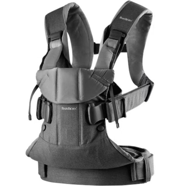 Babybjorn Baby Carrier One Denim Gray/Dark Gray Cotton Mix 098094CA  (FREE Carrier Cover)