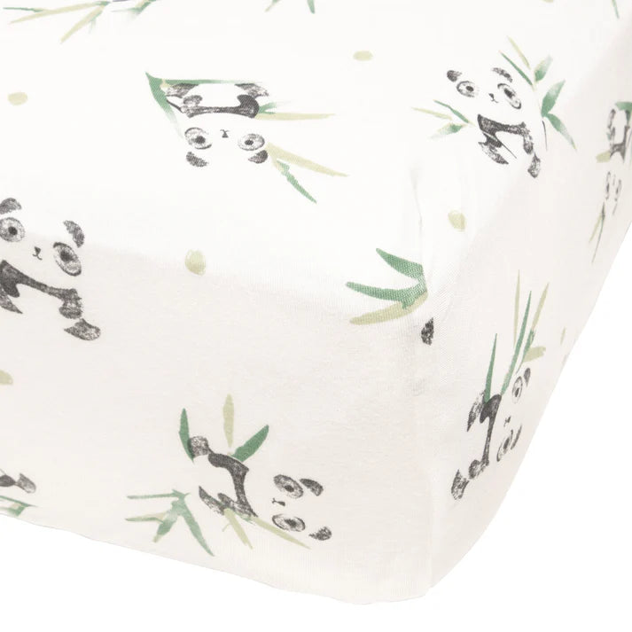 Perlim Pinpin Crib Fitted Sheet - Panda 130X74X23cm