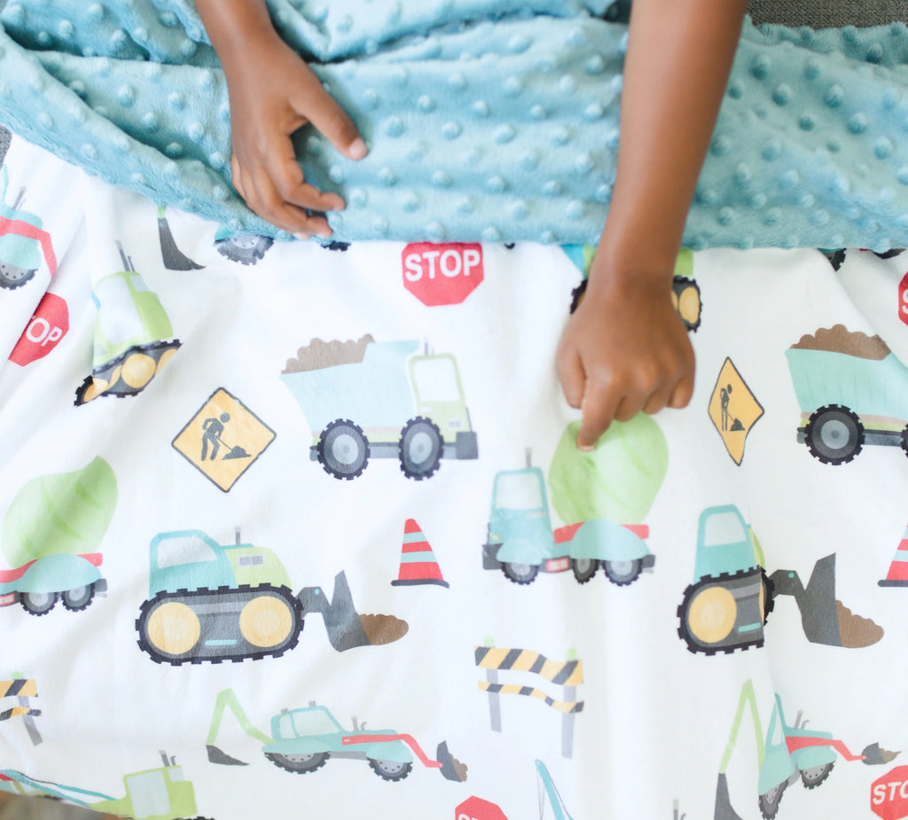 Honey Lemonade Adult Throw Minky Blanket 50x60 inch - Construction Truck