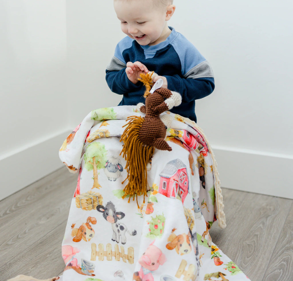 Honey Lemonade Baby&Toddler Minky Blanket 30x40 inch - Farm Animals