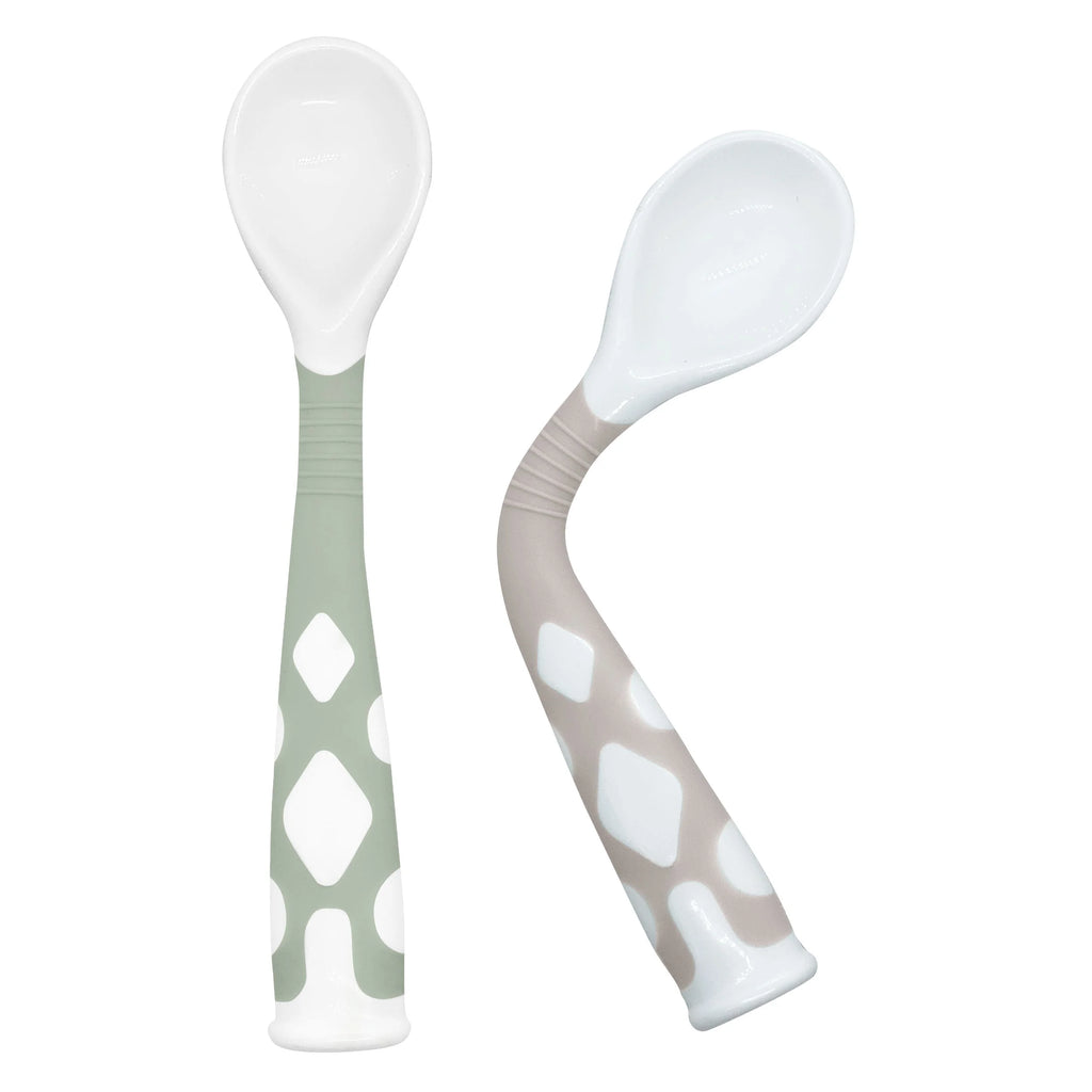 Kushies Silibend Spoons 2pk - Sand/Emerald