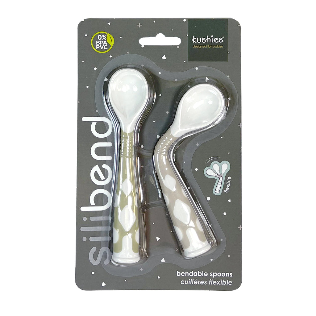 Kushies Silibend Spoons 2pk - Sand/Emerald