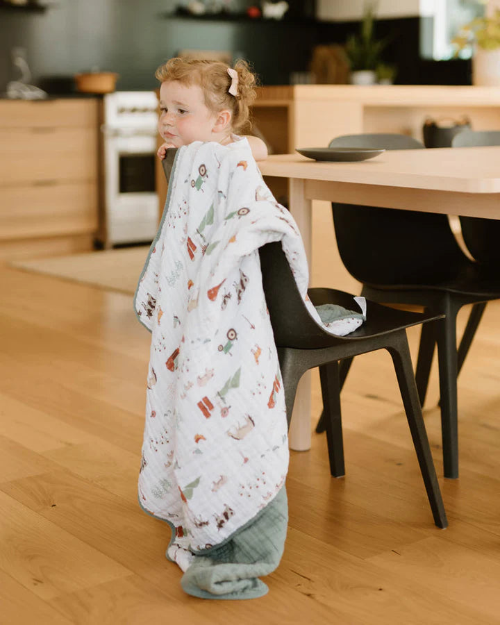 Little Unicorn Original Cotton Muslin Quilt Farmyard Babyrama