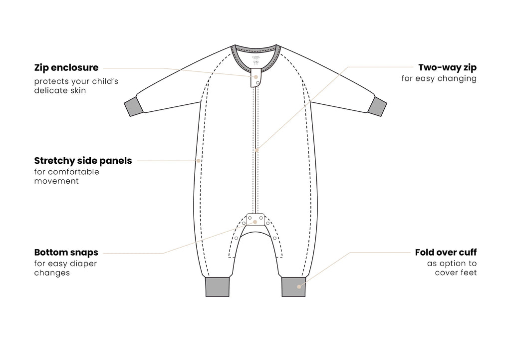 Nest Designs Pima Long Sleeve Footed Sleep Bag 0.6T - Giraffe Shapes