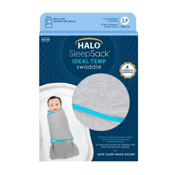 Halo Sleepsack Ideal Temp Swaddle 1.5T - Heather Grey