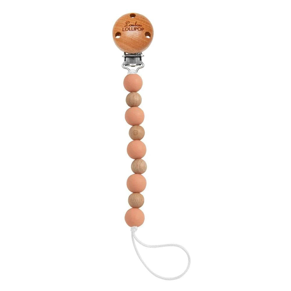 Loulou Lollipop Celeste Pacifier Clip - Coral