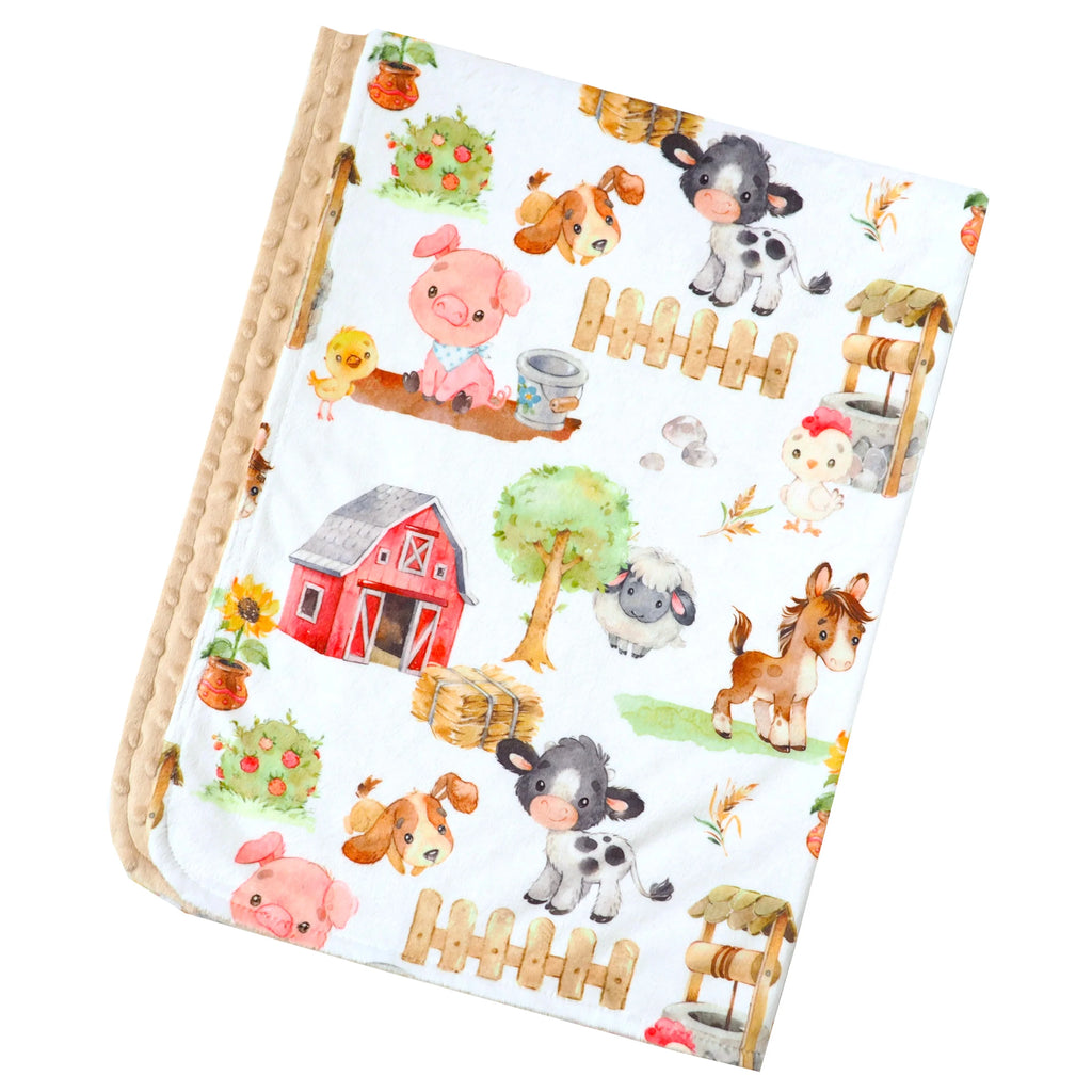 Honey Lemonade Baby&Toddler Minky Blanket 30x40 inch - Farm Animals