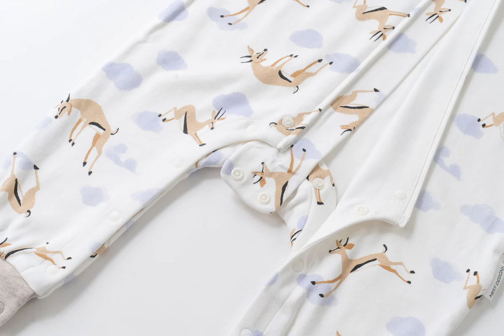 Nest Designs Organic Cotton Long Sleeve Footed Sleep Bag 1.0T - Gazelle Sky