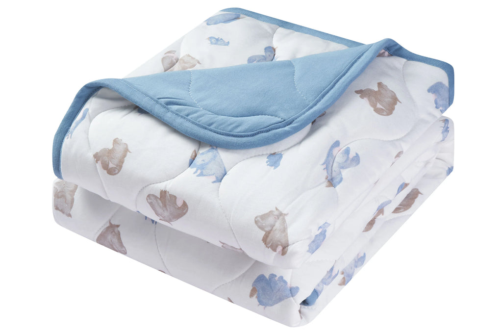 Nest Designs Quilted Bamboo Winter Blanket 3.2T Small - Rhino Hippo 110x140cm