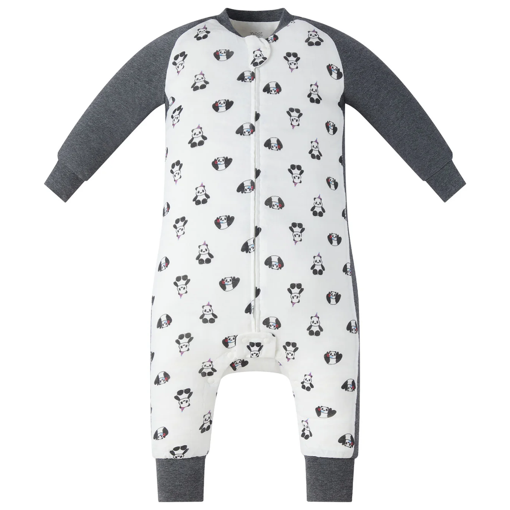 Nest Designs Bamboo Long Sleeve Footed Sleep Bag 1.0T - Panda Party