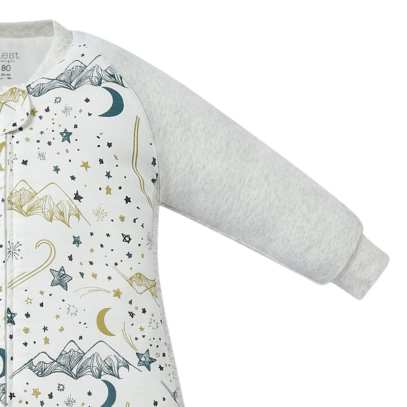 Nest Designs Bamboo Raglan Long SleeveFooted Sleep Bag 2.5 Tog - Stars White