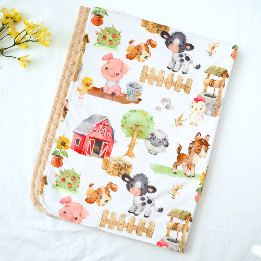 Honey Lemonade Baby&Toddler Minky Blanket 30x40 inch - Farm Animals