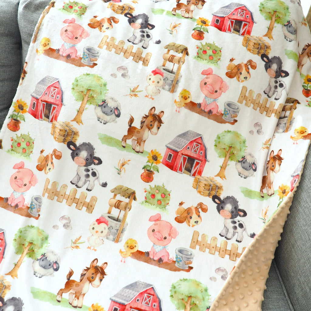 Honey Lemonade Baby&Toddler Minky Blanket 30x40 inch - Farm Animals