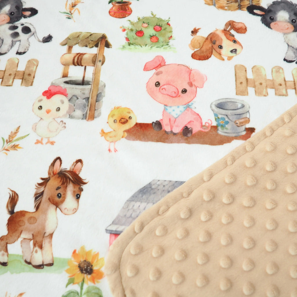 Honey Lemonade Baby&Toddler Minky Blanket 30x40 inch - Farm Animals