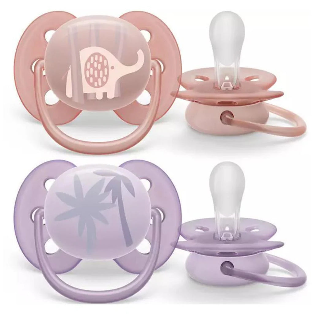 Avent Ultra Soft Pacifier 2PK 0-6M - Elephant+Palm