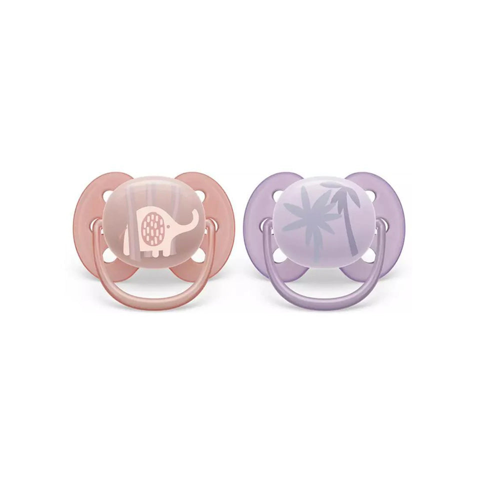 Avent Ultra Soft Pacifier 2PK 0-6M - Elephant+Palm