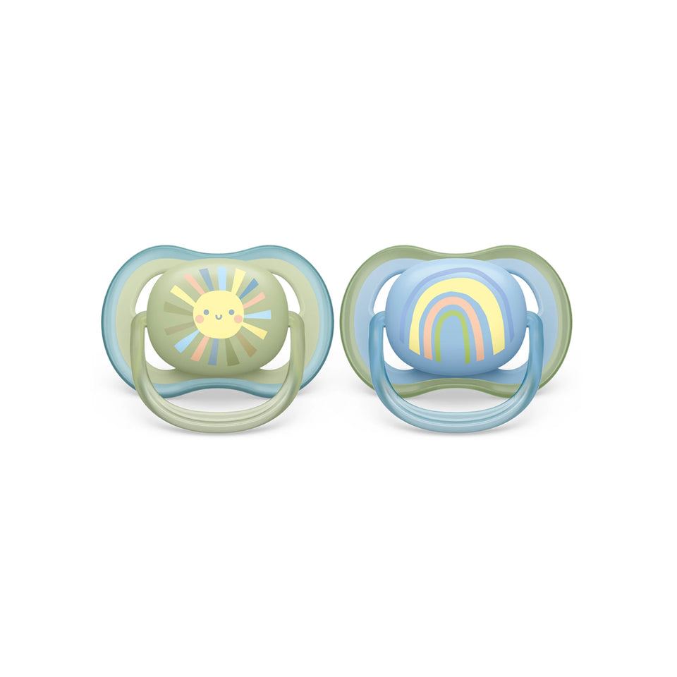 Avent Ultra Air Pacifier 2PK 0-6M - Sun Blue Rainbow