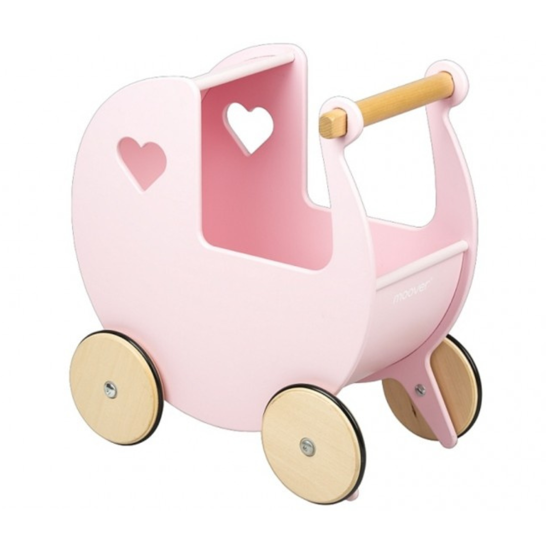 Moover Wooden Dolls Pram Light Pink Light Pink