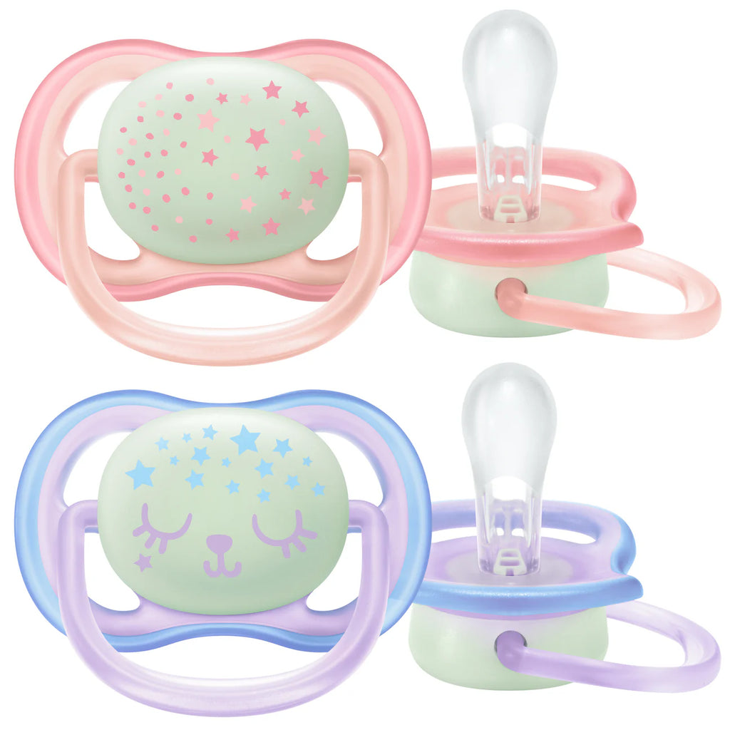 Avent Ultra Air Pacifier Nighttime 2pk - Pink/Purple 0-6M