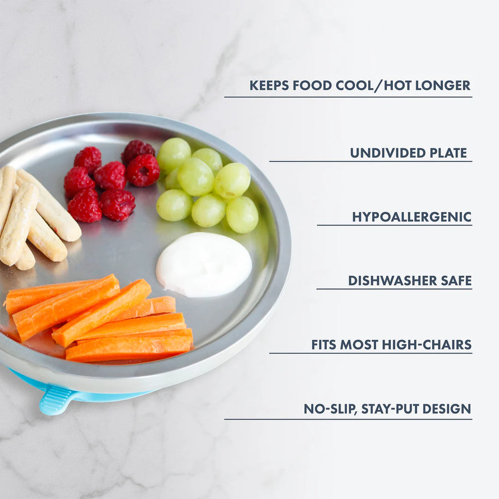 Avanchy Stainless Steel Silicone Round Open Plate - Blue