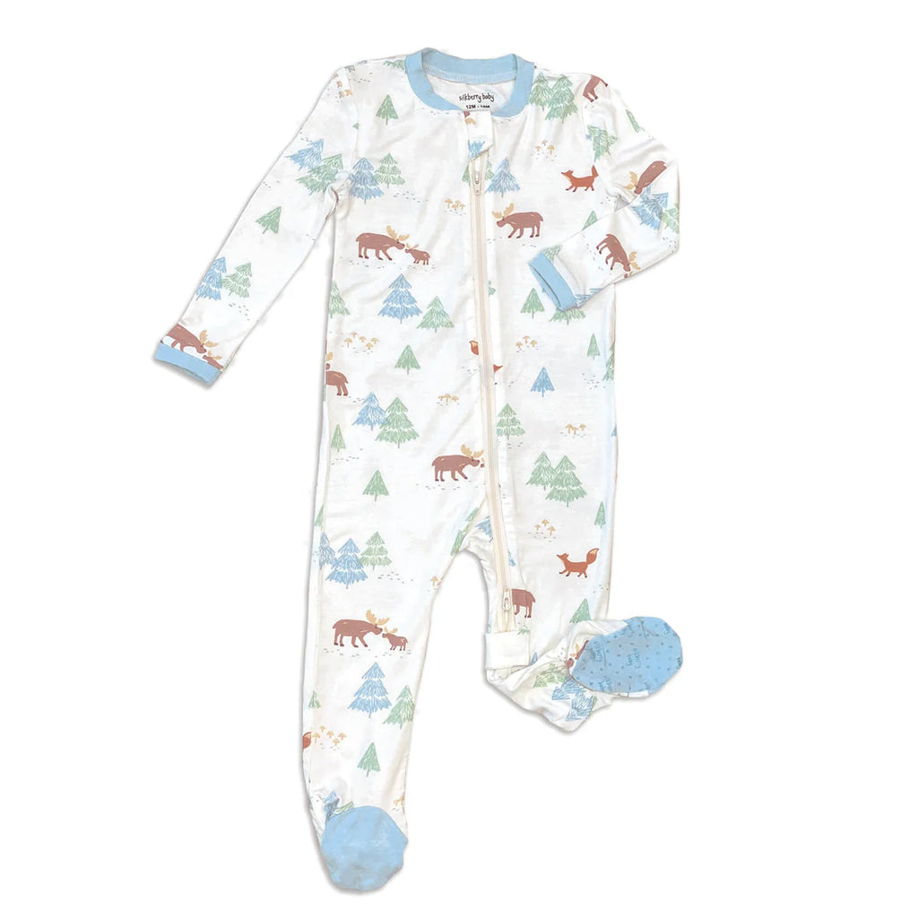 Silkberry Baby Bamboo Footed Sleeper with Two Way Zipper - Moose Wood