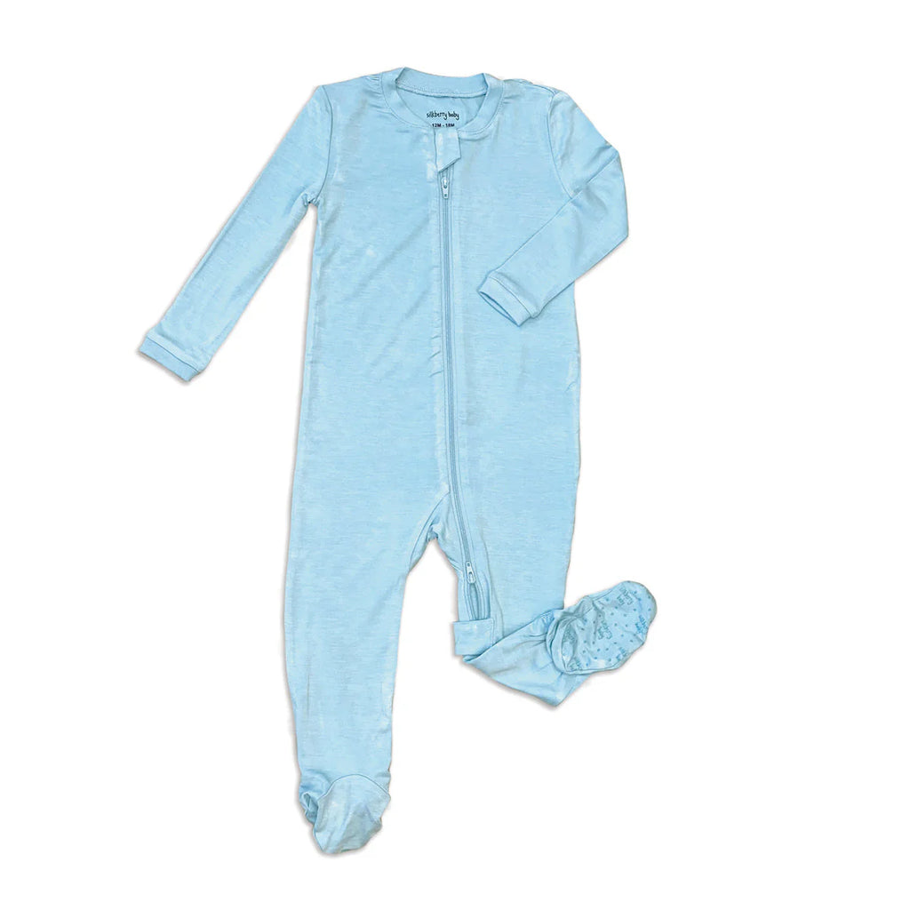 Silkberry Baby Bamboo Footed Sleeper with Two Way Zipper - Sky