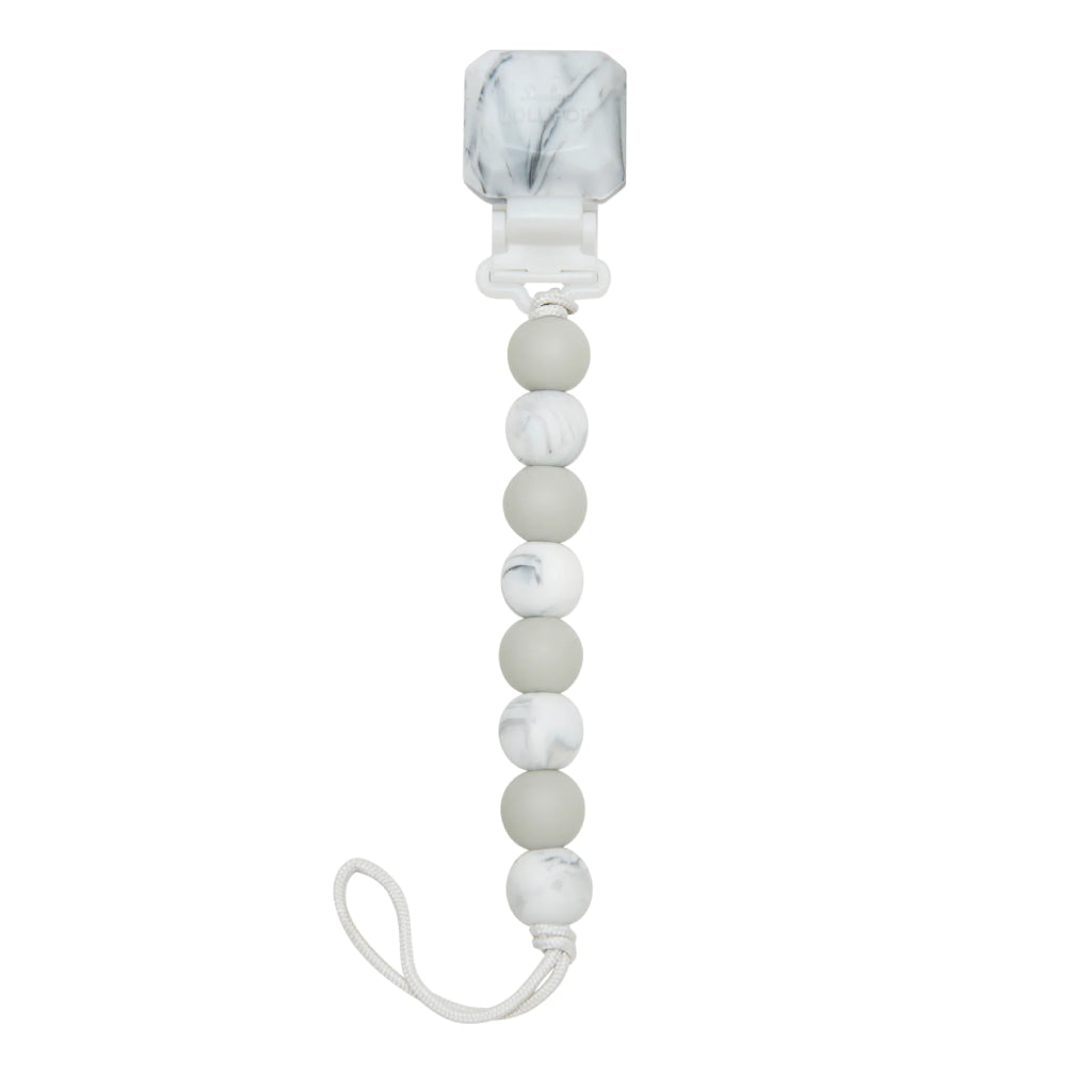 Loulou Lollipop Lolli Gem Pacifier Clip - Marble Grey