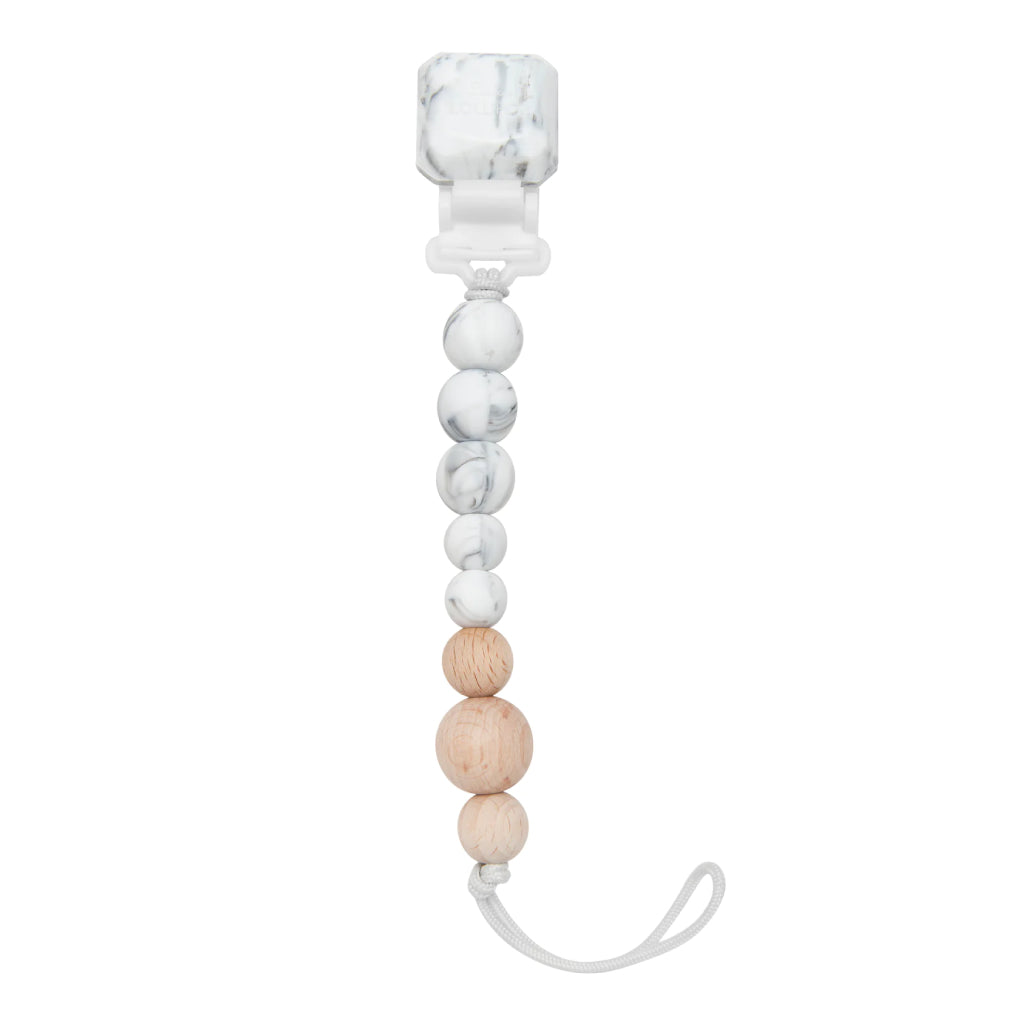 Loulou Lollipop Colour Pop Silicone & Wood Pacifier Clip - Marble