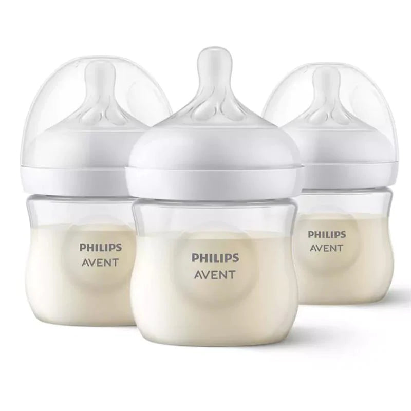 Avent Natural Bottle Clear 4oz - 0m+ 3 pack