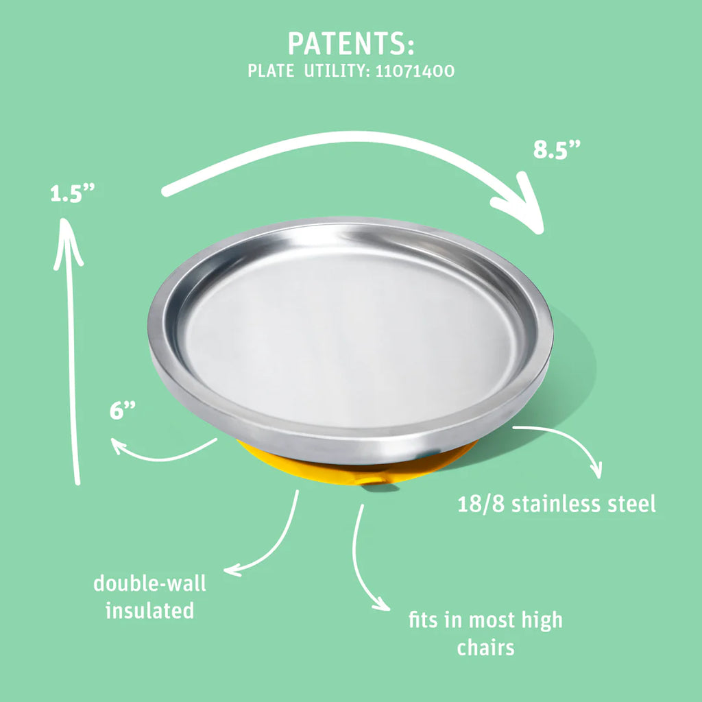 Avanchy Stainless Steel Silicone Round Open Plate - Pink