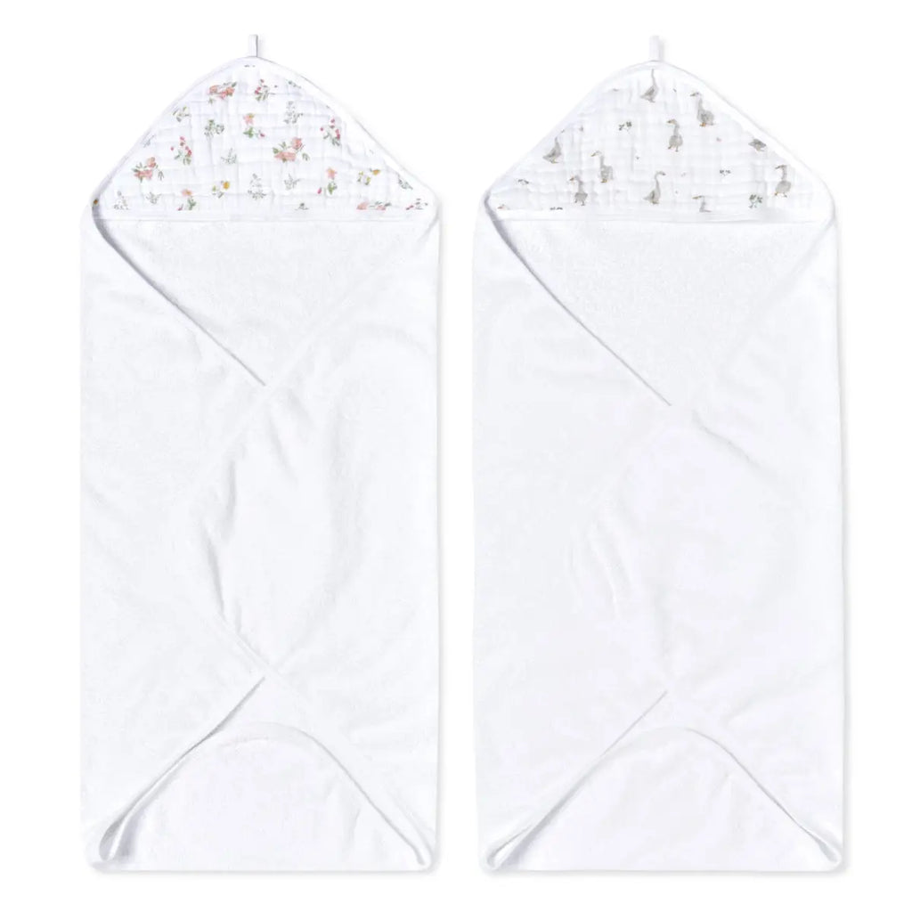 Aden + Anasis Muslin Hooded Towels 2pc - Country Floral