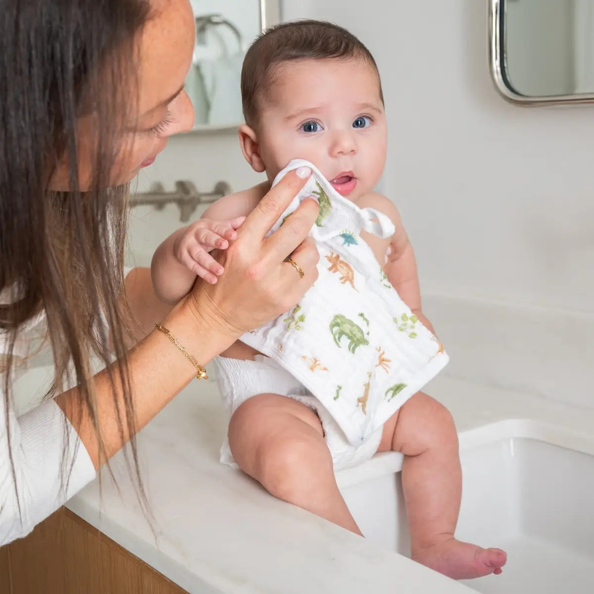 Aden Anasis Muslin Washcloth Set 3pc Dino Jungle Babyrama