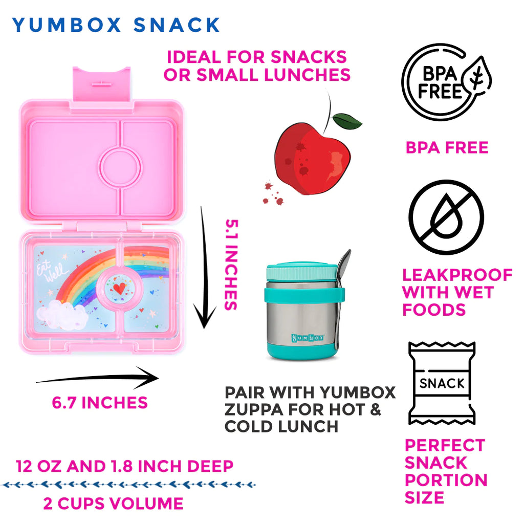 Yumbox Snack 3 - Fifi Pink w/ Rainbow Tray