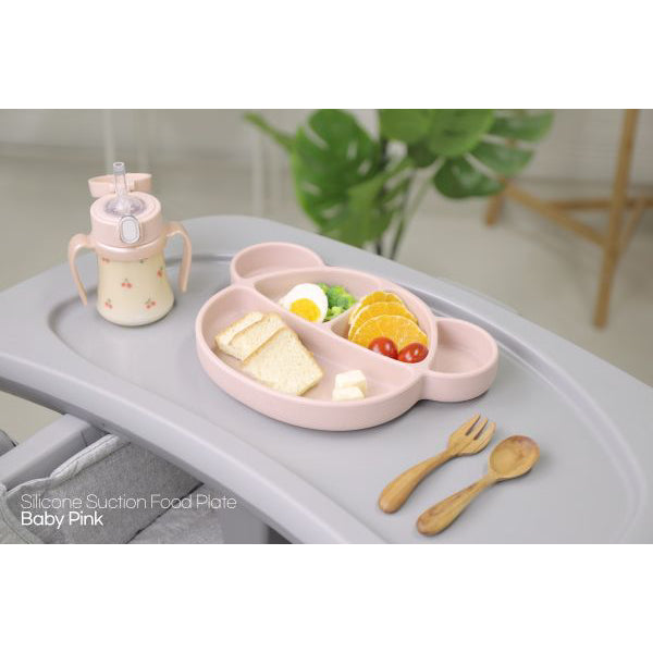 Grosmimi Silicone Suction Food Plate - Baby Pink