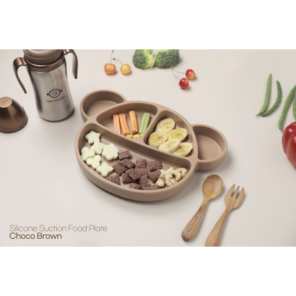 Grosmimi Silicone Suction Food Plate - Choco Brown