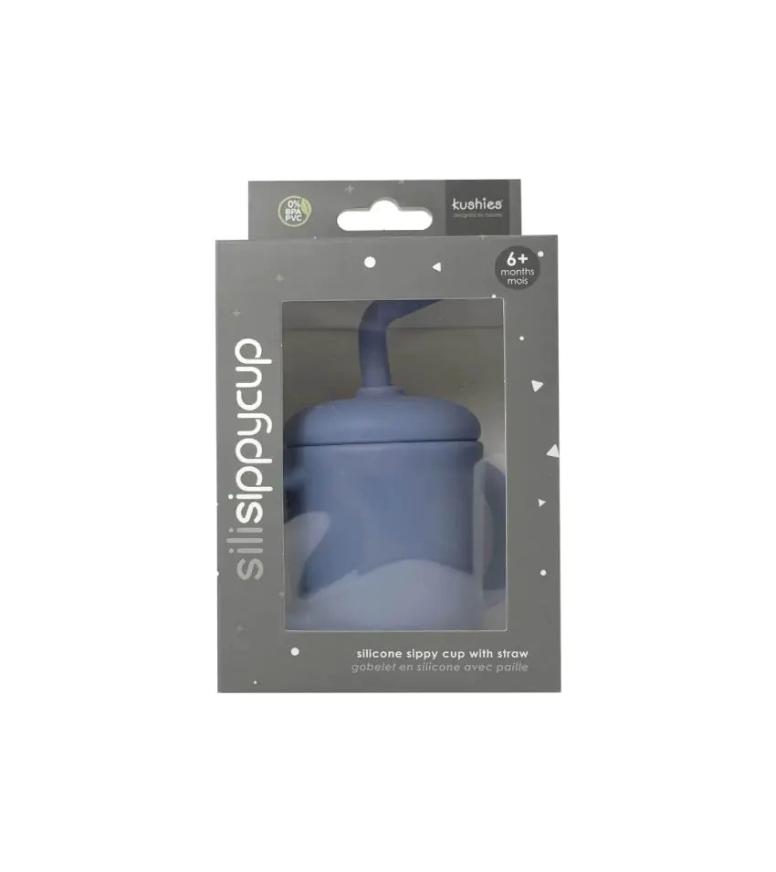 Kushies Silisippy Cup w/ Straw - Mineral Blue