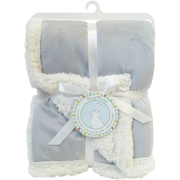 Honey Bunny Reversible Plush Blanket 30"x36" - Grey B1218