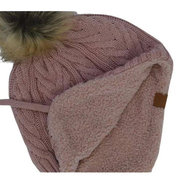 Calikids Cotton Knit Winter Hat - Rose