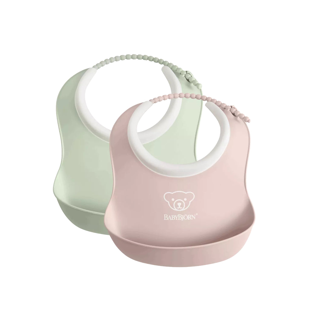 Baby Bjorn Small Baby Bib 2-pack Powder Green/ Powder Pink